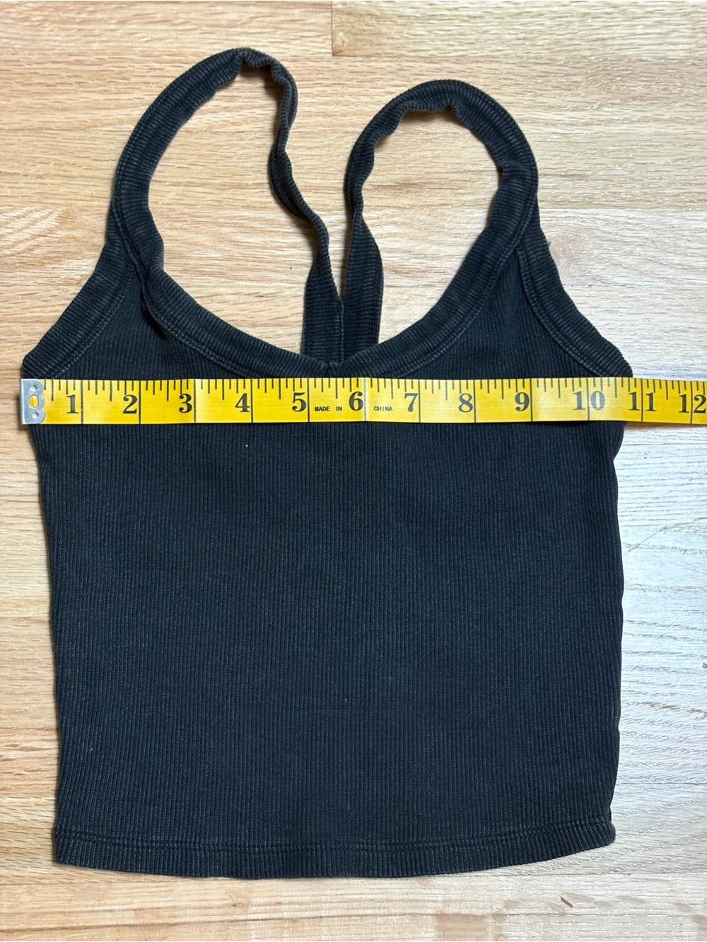 PacSun black, ribbed V-neck racerback crop tank top with a wide strap design- XS - Picture 3 of 6